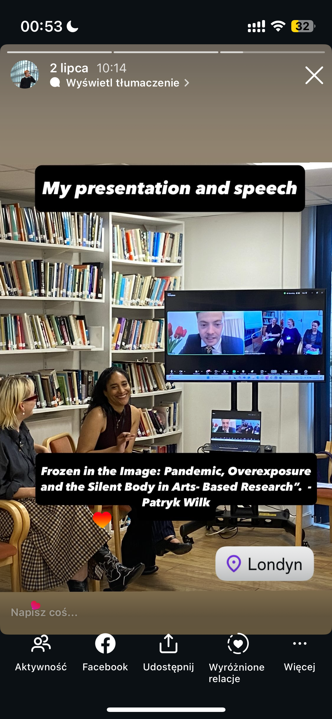 Patryk Wilk – prezentacja Frozen in the Image